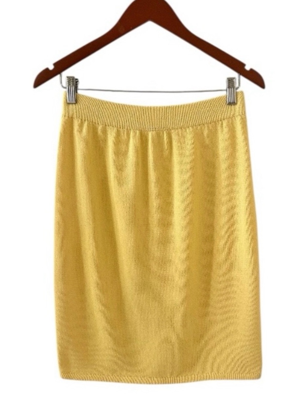 St. John Yellow with White Detail Santana Knit Skirt Suit Set Size 4 - Picture 9 of 13
